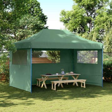 vidaXL Partytent inklapbaar pop-up met 3 zijwanden groen, Verzenden, Nieuw