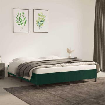vidaXL Bedframe zonder matras 160x200 cm fluweel donkergroen, Verzenden