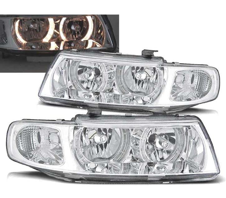 Phares Pour Seat Leon Toledo 99-04 Angel Eyes Chromé, Autos : Pièces & Accessoires, Éclairage, Envoi