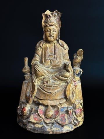 Guanyin - 18/19th c. - Hout - China - Qing Dynastie, Antiek en Kunst