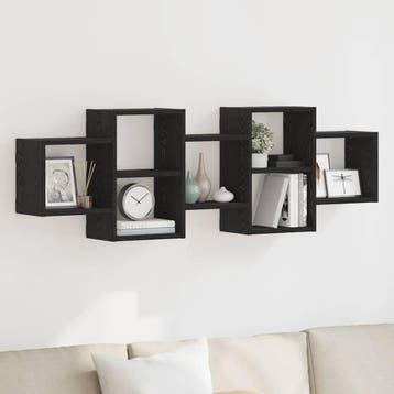 vidaXL Wandplank Zwart Eiken 129x18x42 cm Bewerkt Hout, Verzenden, Nieuw