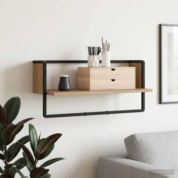 vidaXL Wandplank Muurmontage Artisanaal eiken 65 x 25 x 30, Verzenden, Nieuw