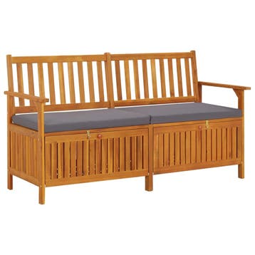 vidaXL Opbergbankje met kussen 148 cm massief acaciahout, Verzenden, Nieuw