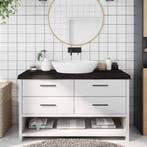 vidaXL Wastafelblad 140x60x(2-6) cm behandeld massief hout, Huis en Inrichting, Keuken | Keukenelementen, Verzenden, Nieuw