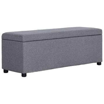 vidaXL Bankje met opbergvak 116 cm polyester lichtgrijs, Verzenden, Nieuw