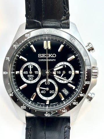 Seiko - Chronograph Black Dial 100m Date Tachymeter - Zonder