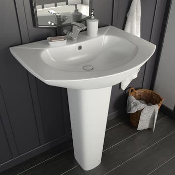 vidaXL Wastafel op voet vrijstaand 650x520x200 mm keramiek, Verzenden, Nieuw