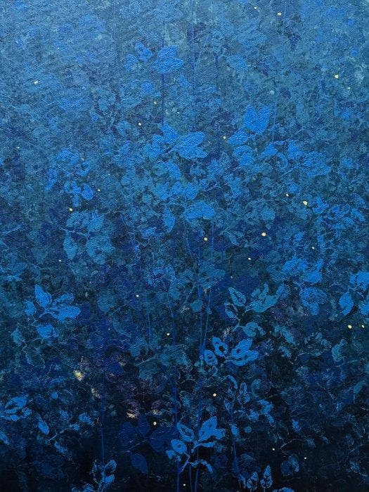 Mara. J XL - Sapphire Firefly Grove, Antiquités & Art, Art | Peinture | Moderne