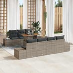 vidaXL Tuin Eettafel Set met kussen 8 pcs Grijs en Bruin, Verzenden, Nieuw