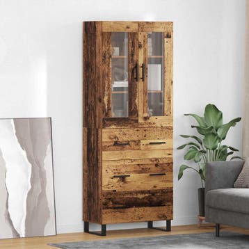 vidaXL Highboard 2 st Oud Hout 69,5 x 34 x 180 cm Bewerkt, Verzenden