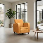 Set van 2 Leren fauteuils Joy - Kenia Cognac (cognac) -, Nieuw, Ophalen of Verzenden, 50 tot 75 cm, Leer