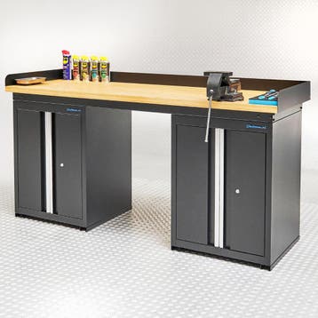 Datona Werkbank PRO eiken - 2 opbergkasten - 200 cm - zwart, Doe-het-zelf en Bouw, Ophalen of Verzenden, Nieuw