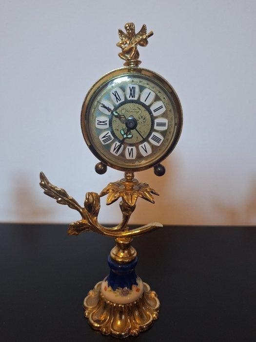Horloge et parure de cheminée (3) - Porcelaine, Laiton -, Antiek en Kunst, Curiosa en Brocante