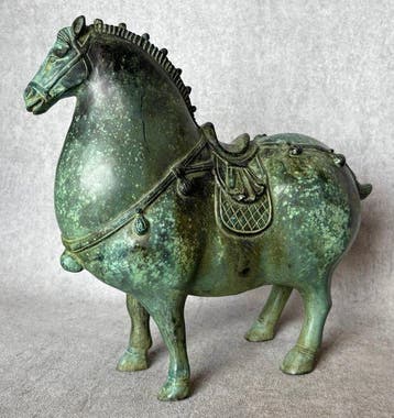 Tang-Dynastie Stijl paard 26 cm / 2.3 kg - Brons - China