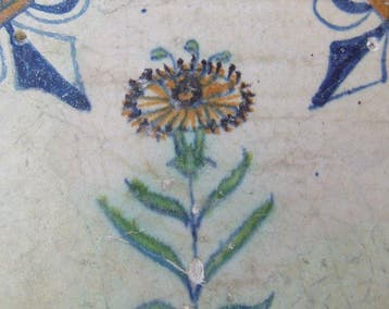 Tegel - Gekleurde Anjer bloem - 1600-1650