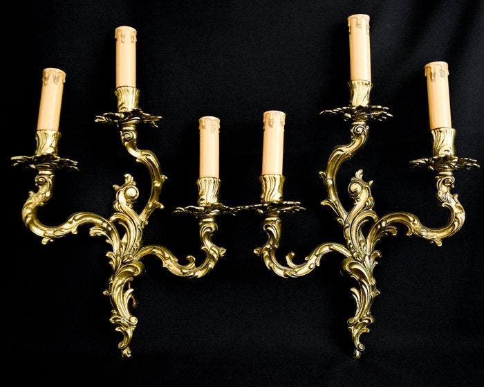 Wandkandelaar (2) - Rococo - Voluten en vegetale elementen -, Antiek en Kunst, Antiek | Overige Antiek