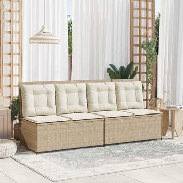 vidaXL Tuinbank Beige poly rattan, Verzenden, Nieuw