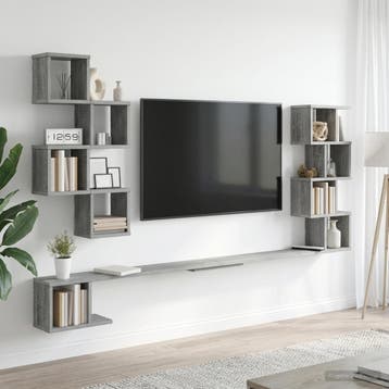 vidaXL Wandgemonteerd TV Rek Grijs Sonoma 180 x 15 x 94 cm, Huis en Inrichting, Verzenden, Nieuw