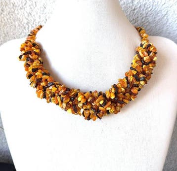Énorme collier tressé en ambre naturelle 50,59 - Ambre -