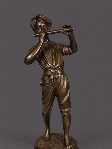sculptuur, Fluitist - 26.5 cm - Brons