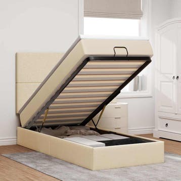 vidaXL Bed poef met matras en LEDs 90x200 cm stof, Verzenden