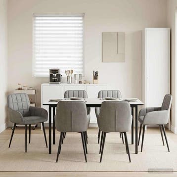 vidaXL Eetstoelen 6 st fluweel Lichtgrijs 56.5 x 50 x 85 cm, Huis en Inrichting, Verzenden, Nieuw