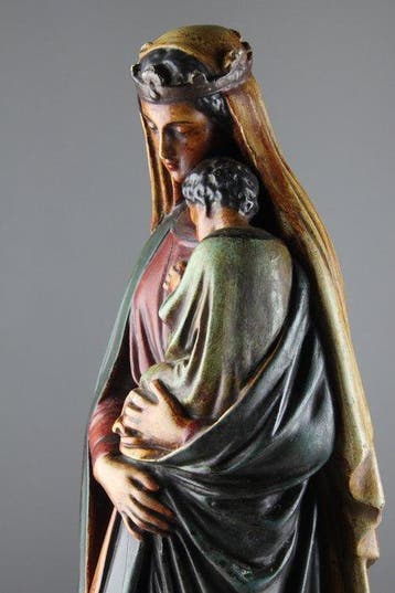 After H. Bouriché - Beeld, Sedes Sapientiae - 52 cm - Gips