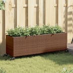 vidaXL Plantenbak met wielen 3 potten 107x32x38 cm poly, Verzenden, Nieuw
