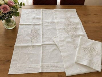 Drap de lit (3) - 280 cm - 240 cm - Broderie à la main