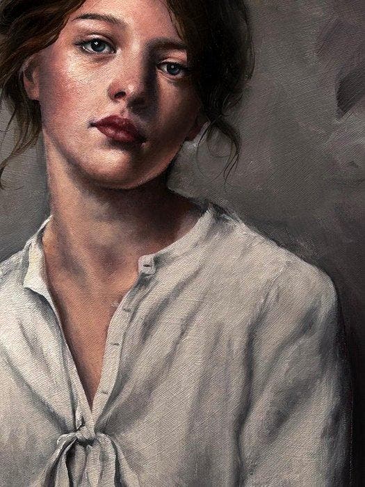 Robina Yasmin - Pensive, Antiek en Kunst, Kunst | Schilderijen | Modern