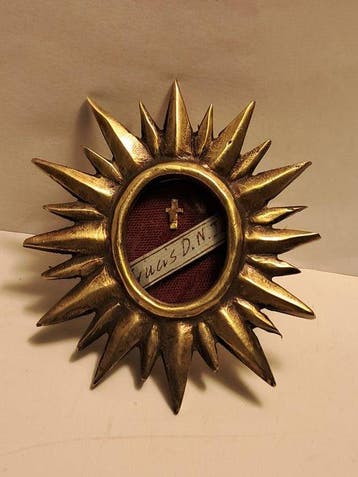 Reliekhouder - Brons, Hout, Textiel, Glas - 1850-1900 -