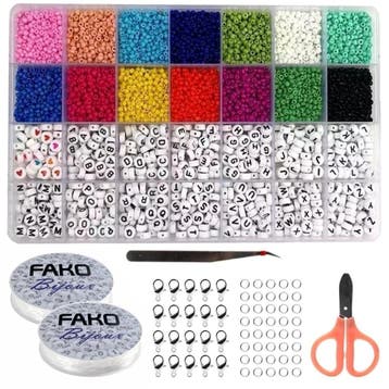 Fako Bijoux - DIY Kralen Set DLX - Letterkralen & Glas Zaad, Verzenden