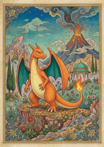 SDIMART 1996 - Lot of 2 Pikachu & Charizard Medieval Persian, Nieuw