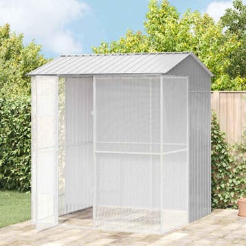 vidaXL Vogelkooi met opslag Grijs 215 x 210 x 247 cm, Verzenden, Nieuw
