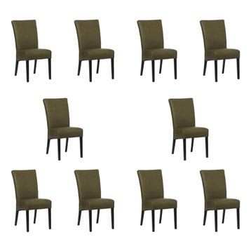 Set van 10 Leren eetkamerstoelen Just - Rancho Green, Ophalen of Verzenden