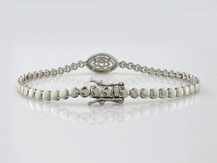Armband - 14 karaat Witgoud - 2.99ct. tw. Diamant, Handtassen en Accessoires, Armbanden