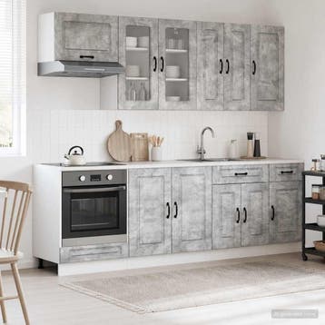 vidaXL Keukenblok KALMAR 8 st Betongrijs Bewerkt hout, Verzenden