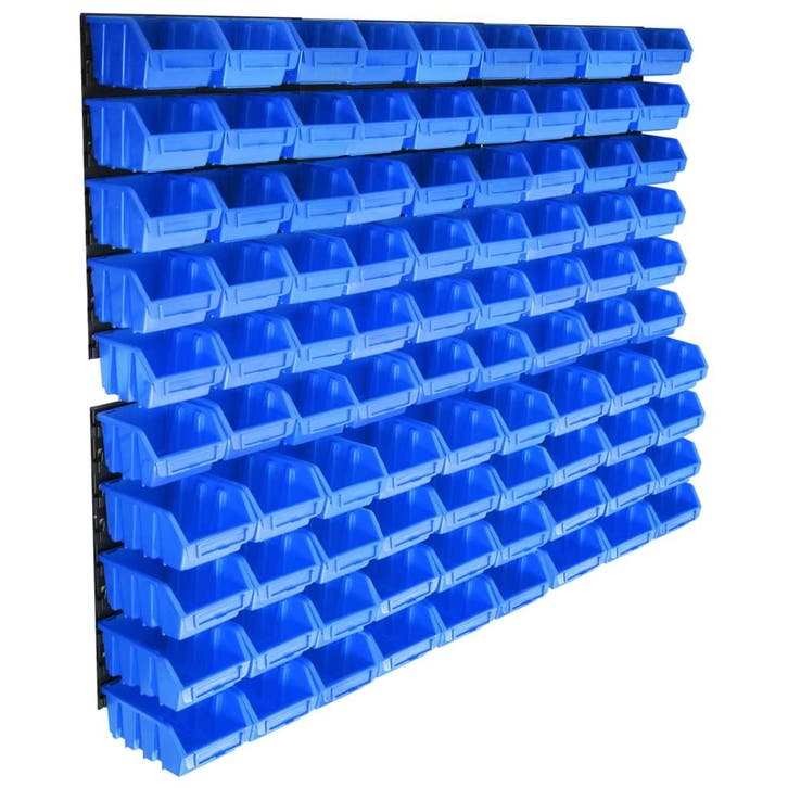 vidaXL 96-delige Opslagbakkenset met wandpanelen blauw, Doe-het-zelf en Bouw, Gereedschapskisten, Nieuw, Verzenden