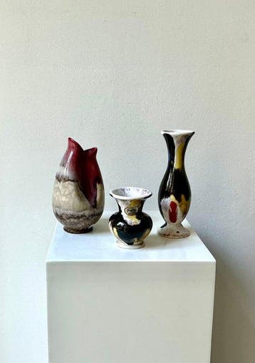 Jasba und Strehla - Vase - Céramique - Trois vases vintage, Antiquités & Art