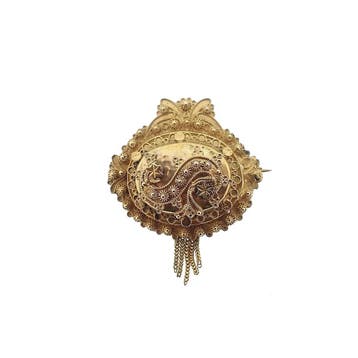Gouden oud Hollandse broche van een mutsenbel, Handtassen en Accessoires, Ophalen of Verzenden, Gebruikt, Goud, Goud