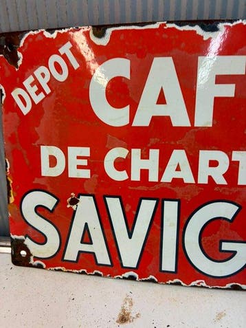 Café de Chartres Savigny – Emaille Reclamebord - Emaille