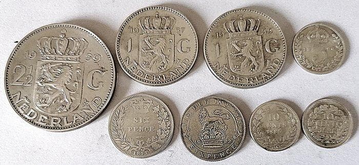 Nederland, Verenigd Koninkrijk. Collection of silver coins, Postzegels en Munten, Munten | Europa | Niet-Euromunten