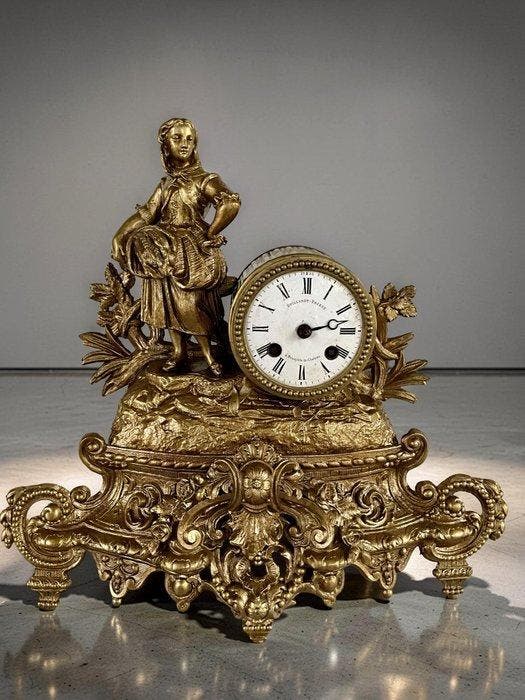 Pendule de cheminée - Régule, Laiton - 1850-1900, Antiquités & Art, Antiquités | Horloges