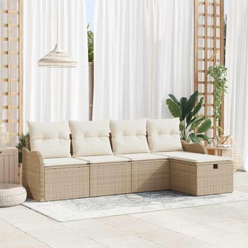 vidaXL Tuinbank Set 5 st Poly rattan, Verzenden