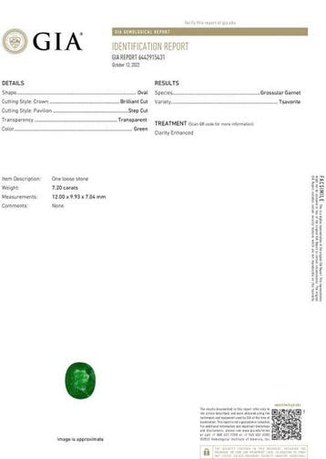Cocktailring - 14 karaat Witgoud - 7.73ct. tw. Tsavoriet -