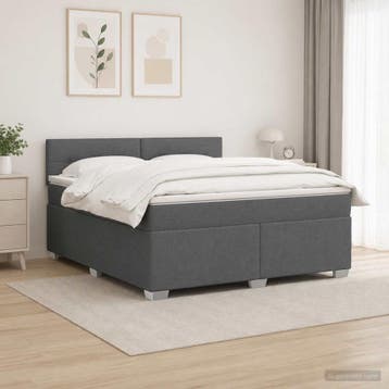 vidaXL Boxspringbed met matras en LED Donkergrijs 160 x 200, Verzenden