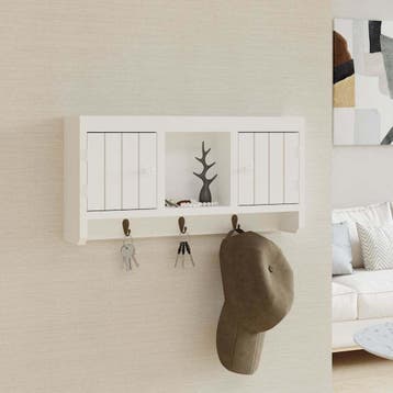 vidaXL Sleutelkastje 40x8,5x20 cm bewerkt hout en staal wit, Verzenden
