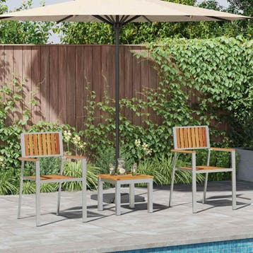 vidaXL Tuin Eettafel Set 3 st Bruin, Verzenden, Nieuw