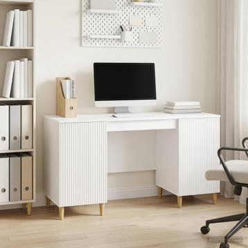 vidaXL Bureau met plank Hoogglans Wit 142,5 x 50 x 75 cm, Verzenden, Nieuw