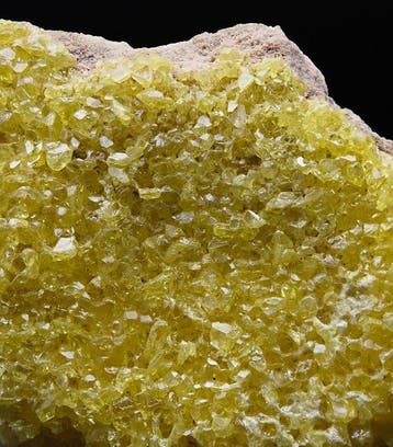 Zeldzame Boliviaanse zwavel, talrijke intens gele kristallen, Verzamelen